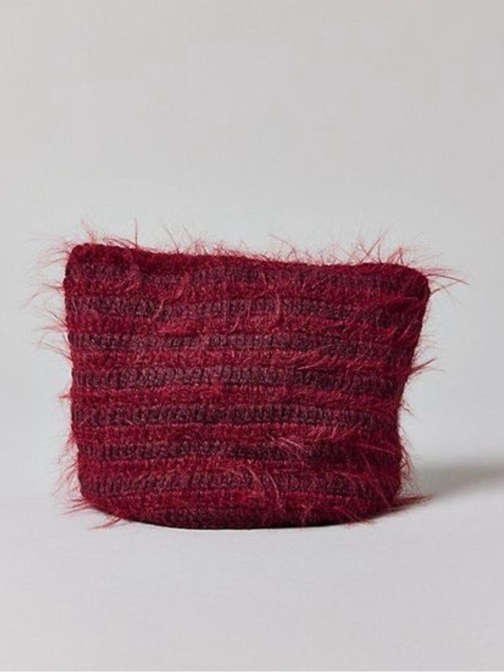Urban Outfitters Burgundy Fuzzy Knit Beanie